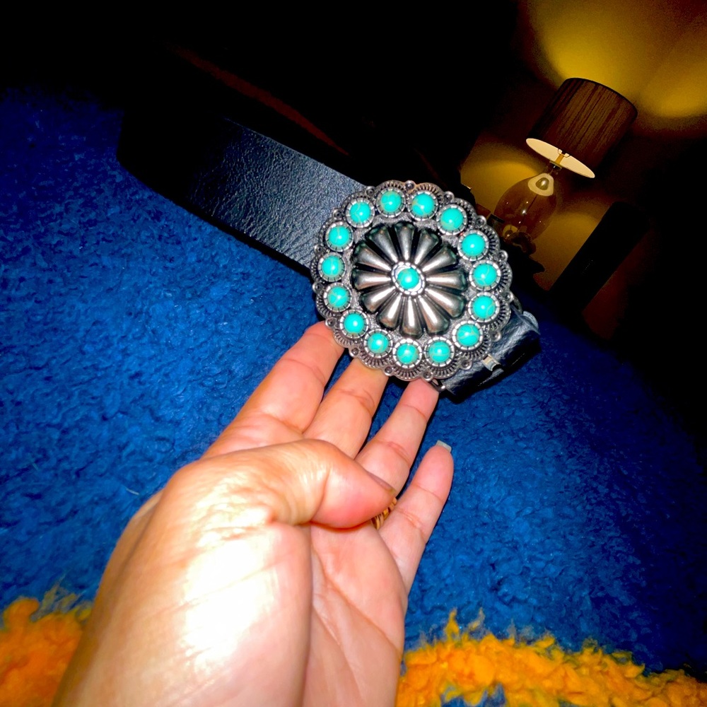 Western chic black turquoise belt